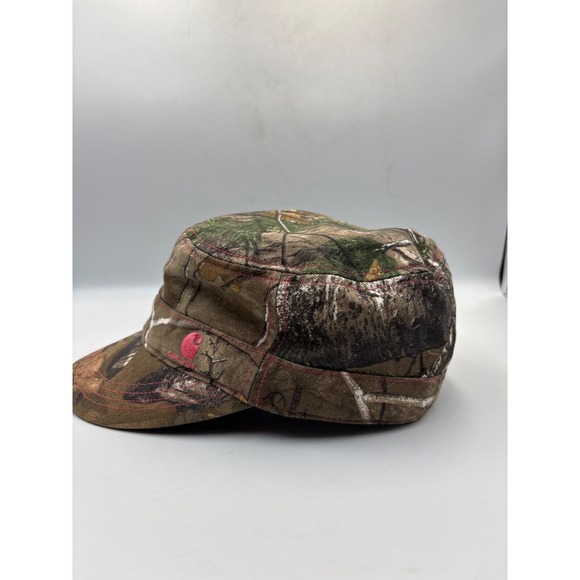 Carhartt Women's Camouflage Real Tree Pink Stitching Logo Trucker Hat - Picture 3 of 9